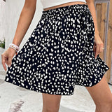 Shorts de pierna ancha con estilo de vacaciones de maternidad con cintura de bolsa de papel y estampado de lunares para el verano