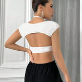 ICON Top corto con cuello halter decorado con metal y Top bolero