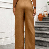 NEW  LUNE Pantalones casuales simples con cordon para mujer en unicolor