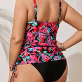 Swim Lushore Conjunto tankini de talla grande con cordon lateral y estampado floral para la playa durante el verano