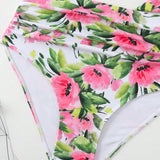 Swim Vcay Conjunto de tankini con cuello asimetrico y estampado floral para mujeres en vacaciones de playa de verano.