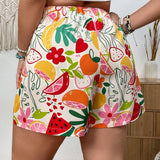 Pantalones cortos para vacaciones en la playa con estampado de frutas de a grande para el verano