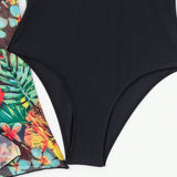 Swim Lushore Mujeres traje de bano de una pieza con estampado tropical de moda y kimono para verano