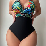 Swim Lushore Mujeres traje de bano de una pieza con estampado tropical de moda y kimono para verano