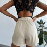Prive Pantalones cortos elegantes de cintura asimetrica en un unicolor para el ocio de primavera/verano