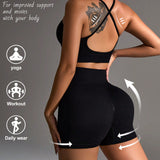 Sport Studio Conjunto de sujetador deportivo y pantalones cortos para mujer, elasticos, transpirables y de secado rapido
