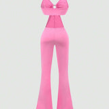 NEW  ICON Hollow Out Spaghetti Strap Jumpsuit With Wide Leg Pants