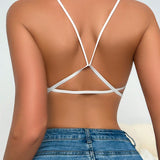 Camiseta corta de moda para mujer sin alambre para mostrar hermosa espalda