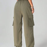 Coolane Pantalones cargo informales de mujer con cinturon de cintura y bolsillos ajustados al Body