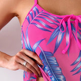 Swim Lushore Top de tankini con tirantes finos y estampado tropical de moda para mujeres de playa de verano y pantalones cortos de natacion lisos