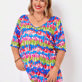 EMERY ROSE Plus Size Summer Casual Colorful Printed Short Sleeve T-Shirt