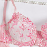 NEW Set de ropa interior femenina romantico de color rosa compuesto por 2 piezas, sujetador tipo bralette y braguita con aros