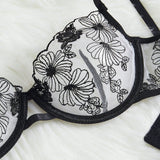 NEW Conjunto de Sujetador y Panty Negro Clasico Seductor y Sexy para Mujeres, 2 Piezas