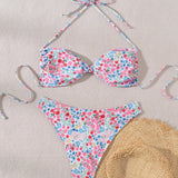 Conjunto de bikini con estampado floral para mujeres (patron al azar) para vacaciones