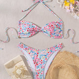 Conjunto de bikini con estampado floral para mujeres (patron al azar) para vacaciones