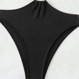 Swim Vcay Traje De Bano Para Mujer De Una Pieza Con Tirantes Finos, Cadena De Collar Y Decoracion Con Cuentas De Metal, Verano