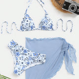 NEW  Swim Vcay Conjunto de traje de bano floral pequeno para mujer, ideal para vacaciones en la playa