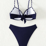 Swim Conjunto de bikini de tirantes espagueti con estampado de lunares para mujer de verano en la playa