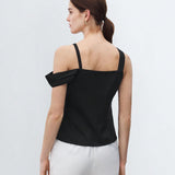 BIZwear Top de primavera/verano para mujeres, simple y versatil, unicolor y con pliegues