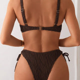 Conjunto sexy de bikini de moda para mujer con sujetador solido y Bottom de bano con cordon para vacaciones en la playa