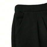 Essnce Conjunto de dos piezas para mujeres, chaleco de un unicolor y pantalones de cintura alta con pierna ancha y estilo moderno