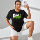 Sport Studio Playera deportiva para correr impresa en tela de malla negra con tecnologia que elimina la humedad y permite la transpiracion, con dobladillo curvo