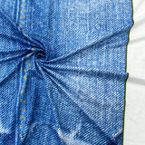 SXY Conjunto de 2 piezas Azul de falda larga diagonal de hombro con impresion de proceso de imitacion de denim