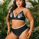 Swim Vcay Conjunto de tankini veraniego para mujer de talla grande con impresion de mano de calavera para unas vacaciones sexys en la playa