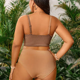 Swim Vcay Bikini de dos piezas con tops sin mangas, de talla grande, disenado en color liso y combinado