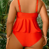 Swim Vcay Conjunto de tankini con bloqueo de color para vacaciones de verano en la playa de talla grande