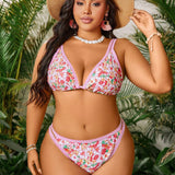 NEW Conjunto de bikini de talla grande para mujer con estampado floral, sexy y moderno para vacaciones