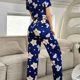 NEW Conjunto de pijama de mujer de talla grande con diseno de estrella, koala y cuello redondo