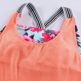 Conjunto de tankini para mujer con diseno estampado tropical y empalmado con tiras racerback para traje de bano de dos piezas para playa en verano