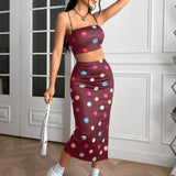 WYWH Conjunto de top de camisola y falda estampada con patron floral para mujeres a la moda