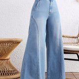 VCAY Jeans de pierna ancha para mujeres con bolsillos para uso casual diario