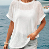 LUNE Blusa Blanca Sencilla Y Transparente Para Mujer