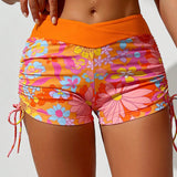 Swim Vcay Mujeres Playa Floral Print Bikini Pantalones Cortos Laterales de Lazo, Ropa de Bano Inferior