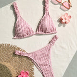 Swim Conjunto de bikini de unicolor y texturizado para mujer para piscina o vacaciones en la playa