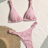 Swim Conjunto de bikini de unicolor y texturizado para mujer para piscina o vacaciones en la playa