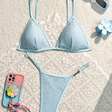 NEW Conjunto de bikini de verano inalambrico, solido y simple para uso diario de mujeres