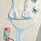 NEW Conjunto de bikini de verano inalambrico, solido y simple para uso diario de mujeres