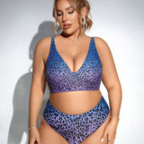Swim Curve Top de bikini de moda con estampado de leopardo para mujer de talla grande para el verano en la playa