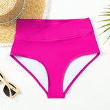 Swim Bottom de bikini sexy de cintura alta de unicolor para playa de verano
