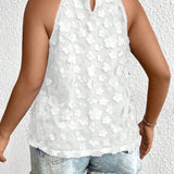 Blusa sin mangas con aplicaciones florales minimalistas para mujer de a grande para uso diario