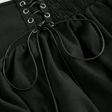 MOD Shorts negros de cintura alta con decoracion, cinturon abrochado y aberturas laterales