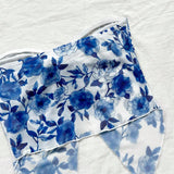 WYWH Top azul y blanco sin tirantes retorcido con flores para unas vacaciones de verano