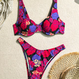 Swim Vcay Conjunto de traje de bano con estampado floral para mujer, ideal para vacaciones, playa y piscina