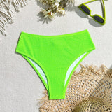 Swim Mujeres Ropa de bano de un solo color con bikini inferior neon para nadar y vacaciones en la playa