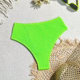 Swim Mujeres Ropa de bano de un solo color con bikini inferior neon para nadar y vacaciones en la playa