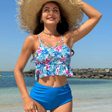 Swim Lushore Conjunto de traje de bano con estampado floral para mujeres de vacaciones